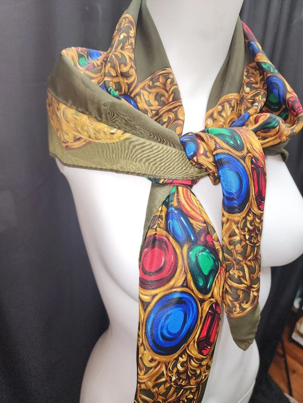 Authentic Vintage Chanel Paris Silk Jeweled Scarf